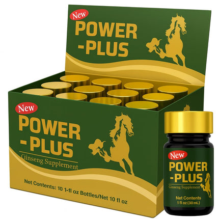 Skydia Power Plus - 10 Bottles Power-Plus Botanical Blend Liquid Supplement (1 FL OZ) Korean Ginseng Extract Ginseng Supplement Natural Men Tonic Ginseng Root Korean Red Ginseng Drops