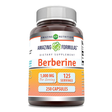 Amazing Formulas Berberine 1000mg Per Serving 250 Capsules Supplement | Non GMO | Gluten Free | Made in USA- Proudly Made in the USA with Guaranteed Purity & Potency