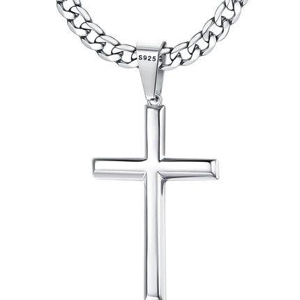 Besteel 925 Sterling Silver Cross Necklace for Men Women Cross Chain 18 In