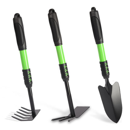 Zenrok Gardening Tool, 3 Pack Lightweight Heavy Duty Spade Shovel, Garden Tools and Hand Rake with Soft Rubber Non-Slip Handle, for Gardenging Planting Weeding Digging, Green ﻿