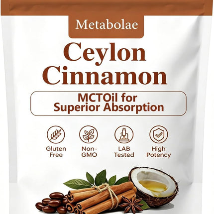 DRECILOR Metabolae Ceylon Cinnamon Capsules with MCT Oil, High Absorption, Non-GMO, Gluten Free, 300 Softgels (1)