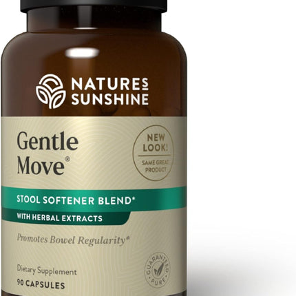 Nature's Sunshine Gentle Move: Experience Daily Digestive Support and Natural Constipation Relief with Natural Fiber for Soft Stools & Regularity, 90 Capsules