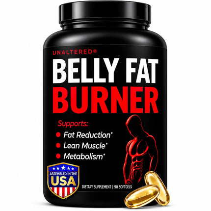 UNALTERED Belly Fat Burner for Men - Natural Weight Loss Pills to Support Reduced Body Fat, Preservation of Lean Muscle Mass, and a Healthy Metabolism - CLA Dietary Supplement - 90 Softgel Capsules