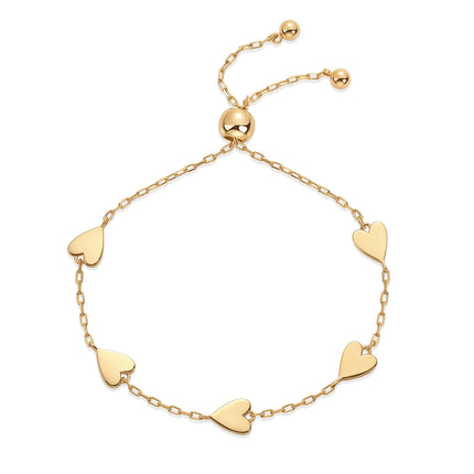 PAVOI Dainty Heart Adjustable Chain Bracelet, Yellow Gold