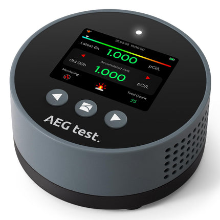AEGTEST HOUND-1085 Radon Detector for Home, Basement & Nursery, Long-Term Continuous Radon Monitor for Family Lung Health, Rechargeable with 45-Day Battery Life, Audible/Visual Alarms, pCi/L or Bq/m³