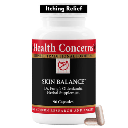 Health Concerns Skin Balance – Herbal Supplement for Skin Support, Itching Relief, & Circulation – Chinese Herbal Supplements for Men & Women – Skullcap, Dong Quai, Coptis Root - 90 Capsules