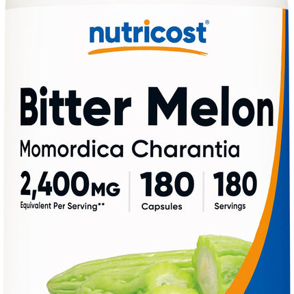 Nutricost Bitter Melon Extract 180 Capsules for 180 Servings Per Bottle - Momordica Charantia, Vegan, Gluten Free and GMO Free