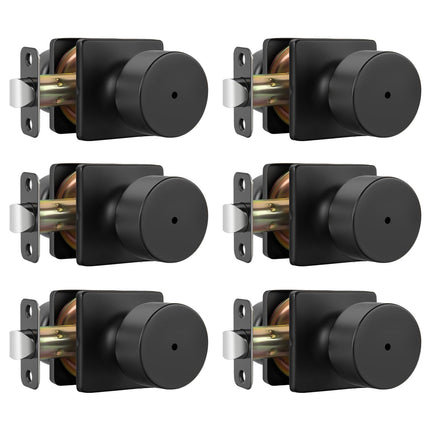 Goldenwarm Matte Black Door Knobs Interior, Privacy Bedroom Door Knob with Lock, Black Interior Door Knobs Bathroom 6 Pack