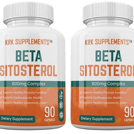 KRK SUPPLEMENTS 2 Bottles Beta Sitosterol 800mg Per Serving 180 Total Capsules Prostate Support