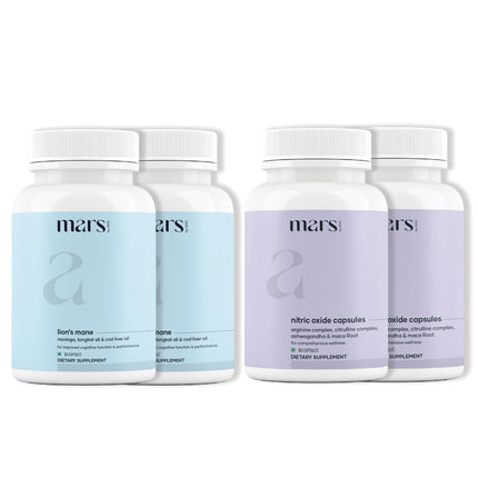 mars by GHC Vitality Max Combo | Natural Lion’s Mane & Nitric Oxide Capsules | Focus, Energy & Performance Support | 240 Capsules | Pack of 2