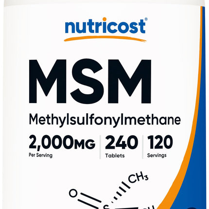 Nutricost MSM Tablets (Methylsulfonylmethane) 2000mg Per Serving, 120 Servings, 240 Tablets - Non-GMO and Gluten Free