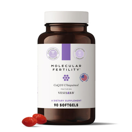 Molecular Fertility CoQ10 Ubiquinol with VESIsorb - Coenzyme Q10 Kaneka QH Ubiquinol Form 100mg Supplement for Women & Men - High Absorption, Reproductive Wellness & Fertility Support - 90 Softgels