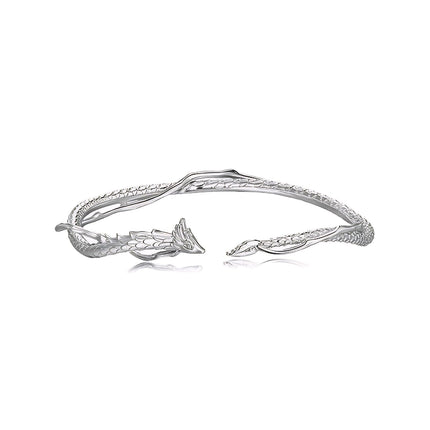 CAIYUNELEX Dragon Bracelet - Cuff Bracelet for Women Symbolize Strength and Wealth Unique Dragon Themed Jewelry Dragon Gifts Adjustable (Silver/Gold)