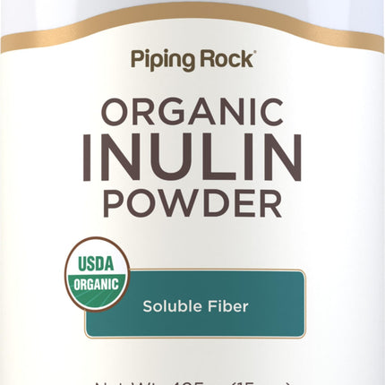 Piping Rock Organic Inulin Powder | 15 oz | Soluble Fiber Supplement | FOS Powder | Vegetarian, Non-GMO, Gluten Free