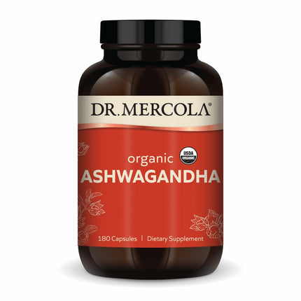 Dr. Mercola Organic Ashwagandha - Supports Energy Production & Adrenal Health - 800 mg Per Serving - Non-GMO, Gluten-Free & Soy-Free - Certified USDA Organic - 180 Capsules (90 Servings)