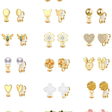 Jannisa 18 Pairs Clip on Earrings for Women Teens Girls (gold)