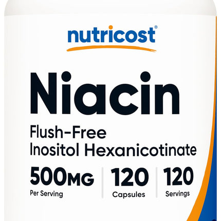 Nutricost Niacin (Flush-Free) Inositol Hexanicotinate 500mg, 120 Capsules, Vitamin B3