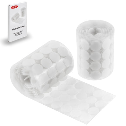 VBHHY Self Adhesive Dots, 100Pcs(50 Pair Sets) 1 Inch Diameter Strong Self Adhesive Dots Nylon Sticky Back Coins Hook Loop Strips, Small Circle Dots Stickers Tapes, White