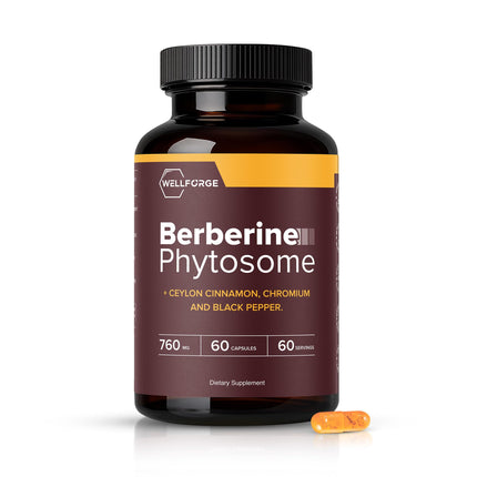 WellForge Berberine Phytosome 550mg, 60 Capsules - with Ceylon Cinnamon (200mg), Chromium (200mcg) & Black Pepper Extract (10mg)