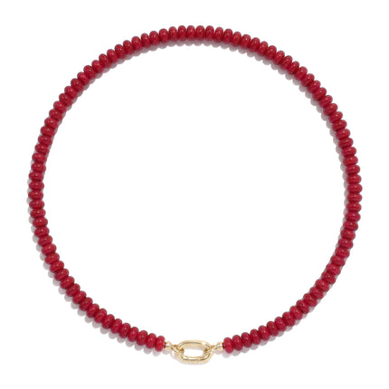 CONRAN KREMIX Red Stone Beaded Necklace for Women,Natural Gemstone Bead Choker Necklaces Boho Summer Beach Layering Necklace Jewelry Gift for Women