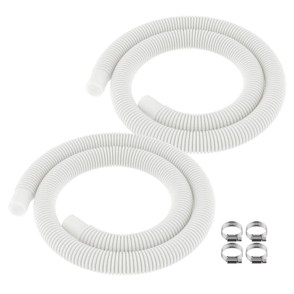 ANTOBLE Pool Hose for Intex 1.25" Diameter Above Ground Pool Pump Hoses Replacement Accessory 59" Long 1-1/4 Swimming Pool Filter Pump Hoses 607 637 With 4 Metal Clamps, 2 Pack