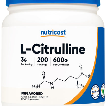 Nutricost Pure L-Citrulline (Base) Powder (600 Grams)