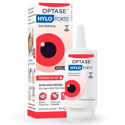 Optase HYLO Forte Dry Eye Drops, Preservative-Free 300 Drops – Extra Moisture – Active Glycerin & Hyaluronic Acid – Contact Lens Compatible – 0.33 fl oz