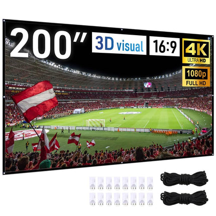 Japard 200 Inch Projector Screen Outdoor Indoor, 4K Full HD 3D 16:9 Double-Sided Projection, Foldable Portable, Wall Mount Hanging Extra Large, Home Backyard Movies (2025, 200")
