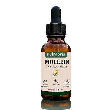 Pulmoria Clear Stuck Mucus, with Wild Mullein Extract, Cordyceps, Bromelain, Lemon Peel, Ginger, for Daily Airway Comfort & Wellness, Plant-Based Formula Lung Support Drops, 60 ml