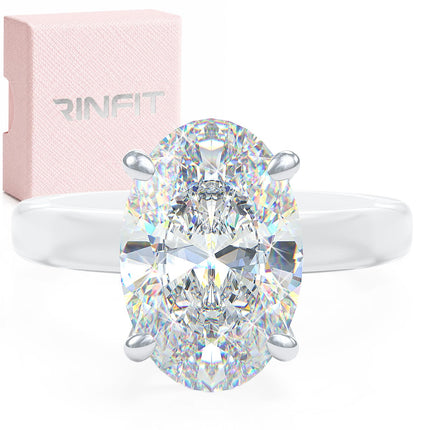 Rinfit Thin Silicone Ring with CZ, Gift Box - Frosted Clear/Oval, Size 7