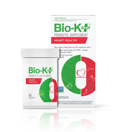 Bio-K+ Probiotics for Heart Health with Limosilactobacillus reuteri LRC – Heart Health Probiotic for Cardiovascular Support, 5 Billion CFU, Vegan, Shelf-Stable – 60 Capsules