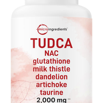 Micro Ingredients TUDCA Bile Salts 2,000mg Supplement, 240 Capsules | 7-in-1 Complex with NAC, Milk Thistle, Glutathione, Dandelion & Artichoke | Extra Strength Tauroursodeoxycholic Acid | Non-GMO