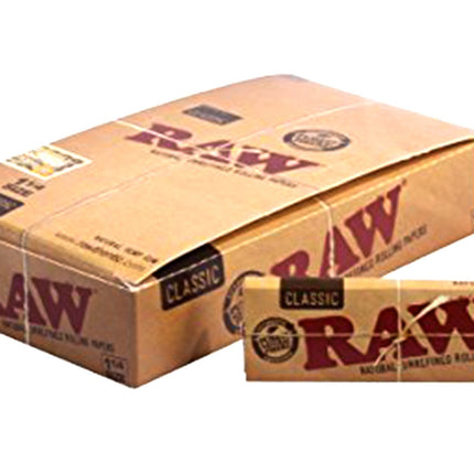Raw Unrefined Classic 1.25 1 1/4 Size Cigarette Rolling Papers Full Box of 24 Pack