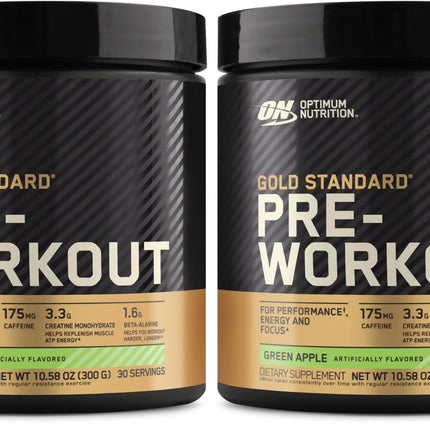 Optimum Nutrition Gold Standard Pre Workout with Creatine,Beta-Alanine,and Caffeine for Energy,Flavor: Green Apple,30 Servings (Packaging May Vary),(Pack of 2)