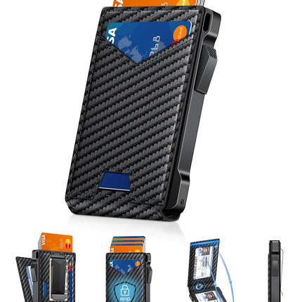 Wallet for Men RFID Wallet with 2 ID Windows & Money Clip, Slim Card Holder
