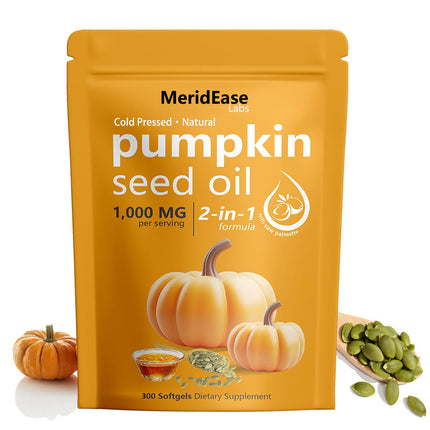 MeridEase Labs Pumpkin Seed Oil – 2-in-1 Formula with Saw Palmetto, 300 Softgels