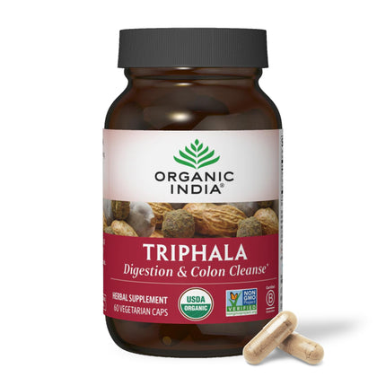ORGANIC INDIA Triphala Capsules Organic - Herbal Supplement with Amla, Bibhitaki, Haritaki, Digestion & Colon Support, Immune System Support, Adaptogen, Vegan, USDA Certified Organic - 60 Capsules