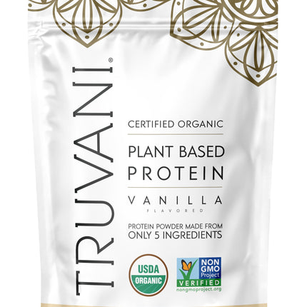 Truvani Organic Plant Based Protein Powder | Vanilla | 20g Pea Protein | 18 Servings | Vegan & Keto | Gluten & Dairy Free | Low Carb | No Added Sugar