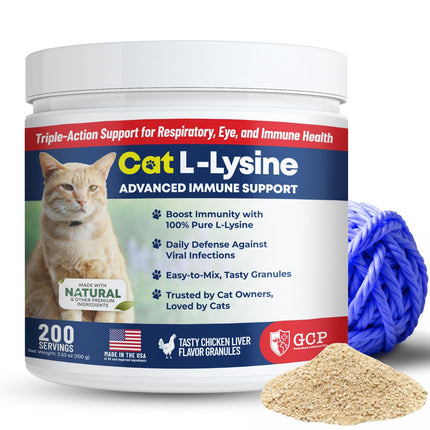 Guardian’s Choice 250mg L-Lysine for Cats, Advanced Immune Support for Respiratory, Eye & Nose Health, Chicken Liver Flavored Lysine Powder for Kittens & Seniors, 200 Servings