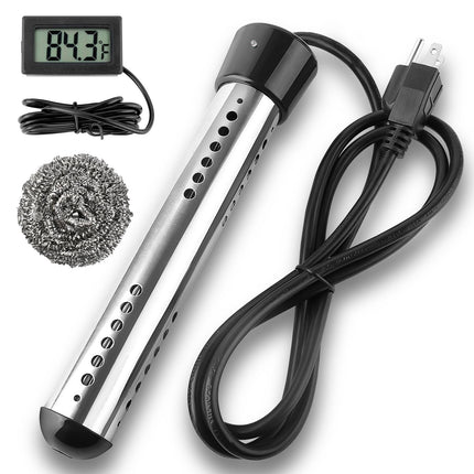 2000W Immersion Water Heater, Portable Water Heater Electric with 304 S S Guard & LCD Thermometer, Submersible Bucket Heater Heat 5 Gallons of Water in Minutes for Home Bathtub Basin