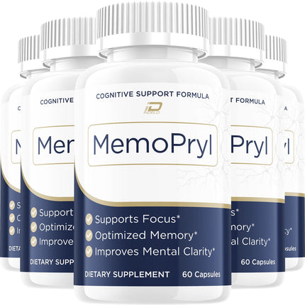 Memopryl Advanced Formula Supplement, Memo Pryl Brain Pills Natural Ingredients Reviews - 5 Pack - 300 Capsules