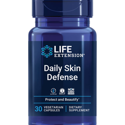 Life Extension Daily Skin Defense, Vitamin C, ceramides, Rosemary, Lemon Verbena, Helps Fight oxidative Stress & The Appearance of Wrinkles, Gluten-Free, Once-Daily, Non-GMO, Vegetarian, 30 Capsules