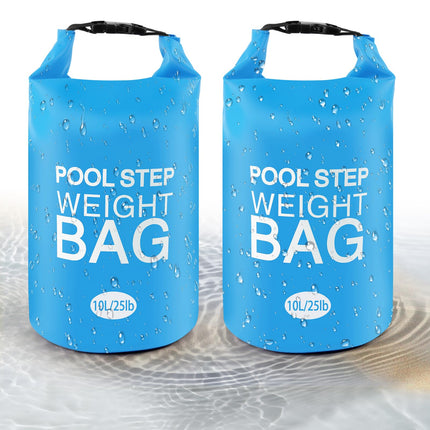 2 Pack 10L/25lb Universal Pool Step Weights 250D PVC Waterproof Swimming Pool Ladder Weights No Breaken Above Ground Pool Ladder Sand Bags, Foldable Pool Stair Weights for Pool Steps (Sky Blue)
