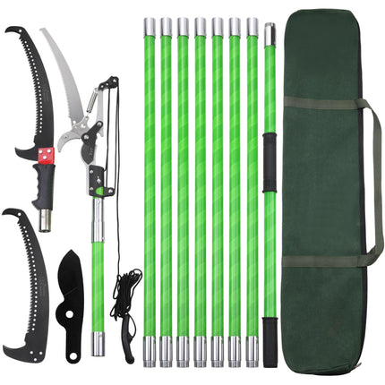 30 Feet Tree Pole Pruner Manual Branches Trimmer Tree Branch Garden Tools Loppers Hand Pole Saws Extendable Height Adustable System for Sawing and Shearing
