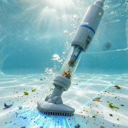 Handheld Spa Hot Tub Vacuum, Cordless Spa Vacuum Cleaner with 2 Brush Heads and Telescopic Pole, Up to 3 Hours of Runtime, Rechargeable Small Pool Vacuum for Above Ground Pool Inground Pools Hot Tubs