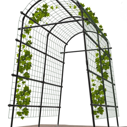 Garden Arch Trellis 7FT Extra Tall Polyethylene-Coated Stainless Steel Garden Trellis for Climbing Plants Outdoor Garden Trellis Arch for Cucumber Trellis | Gardening Trellis with Clips (Black)