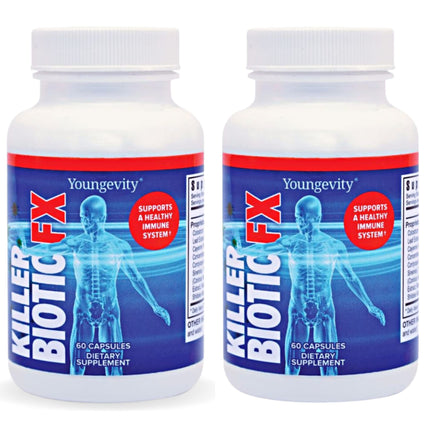 Youngevity Killer Biotic FX - Immune System Support | Sourced from Bee Propolis, Mushrooms & Colostrum | Natural Immunity Support | 120 Capsules (2 Pack)