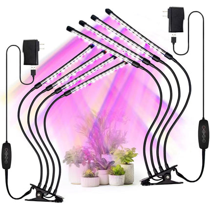 LED Grow Lights for Indoor Plants 2-Pack, Full Spectrum & Red Blue Spectrum Plant Growing Lamps with 3/9/12H Timer, 10 Brightness Levels, Clip-on Desk Plant Lights for Seedlings, Succulents, Flowers