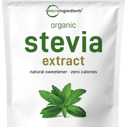 Micro Ingredients Pure Organic Stevia Powder, 4 Ounces, 706 Serving, Highest Grade Stevia Green Leaf Extract Reb-A, Reduced Bitter Aftertaste, 0 Calorie, Natural Sweetener, Sugar Alternative, Keto Friendly
