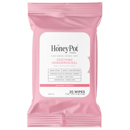 The Honey Pot Company - Intimacy Cleansing Wipes - PH Balancing, Paraben Free, Feminine Products - Ultra-thick and Extra Large Cloths for the Bedroom - 20 ct